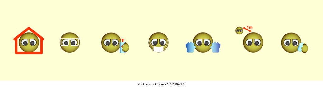 vector colored emoticons about virus protection
