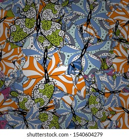 Vector colored endless texture. Seamless pattern with butterflies. Colorful background for spring and summer design. Hand-drawn illustration.