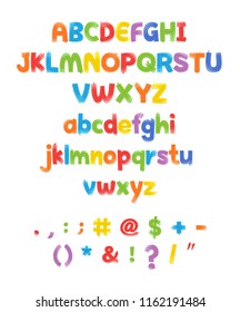 vector colored english alphabet numbers and signs sewed