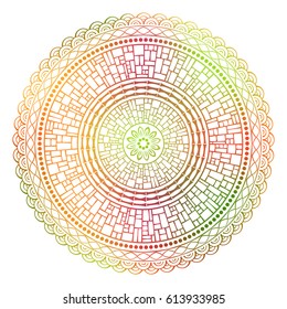 Vector colored ethnic mandala on a white background