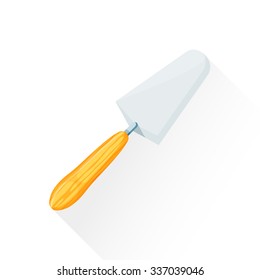 vector colored flat design house remodel construction spatula wooden textured handle illustration isolated white background long shadow
