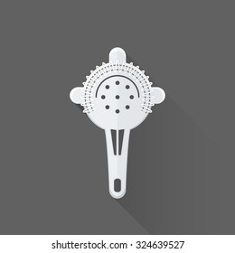 vector colored flat design metal bar hand strainer isolated illustration gray background long shadow
