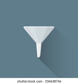 vector colored flat design metal funnel illustration isolated dark background long shadow