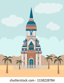 Vector colored flat palace in the desert