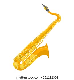 vector colored flat style copper brass alto saxophone illustration