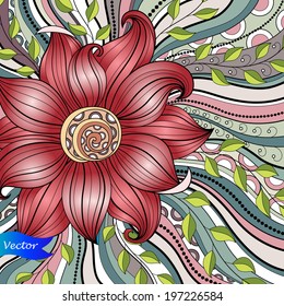Vector Colored Floral Background. Hand Drawn Texture with Flowers