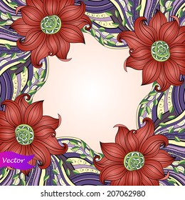 Vector Colored Floral Background. Hand Drawn Texture with Flowers