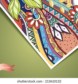 Vector Colored Floral Background. Hand Drawn Texture with Flowers