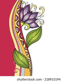 Vector Colored Floral Background. Hand Drawn Texture with Flowers