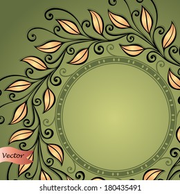 Vector Colored Floral Layout with Leaves. Greeting Card, Patterned design