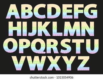 Vector of colored  font and alphabet. Colored letters on a Black background. Eps 10