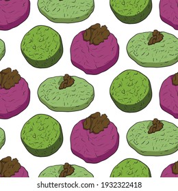 Vector colored food seamless pattern Georgian national traditional kitchen. Georgian cuisine. Phali 