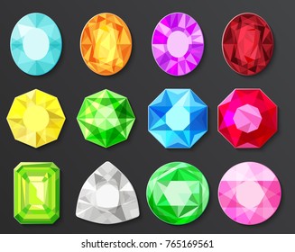 Vector Colored gems diamonds set isolated