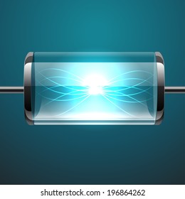 Vector colored glass bulb with cosmos inside. Eps10
