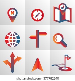 vector colored gradient navigation icon sign set