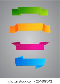 Vector colored grainy ribbons on a gray background 