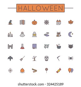 Vector Colored Halloween Line Icons