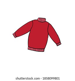 Vector colored hand drawn doodle sketch sweater isolated on white background