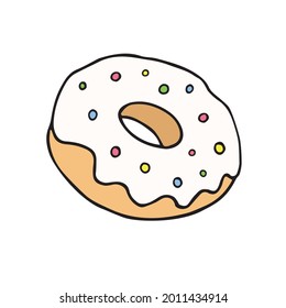 Vector colored hand drawn doodle sketch donut isolated on white background
