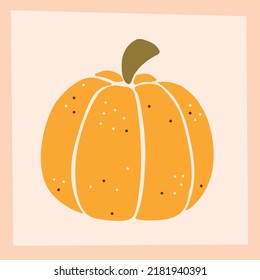 Vector colored hand drawn illustration of an autumn cabbage, orange pumpkin, seasonal plant, postcard element, decorative art. Background is retrackable.