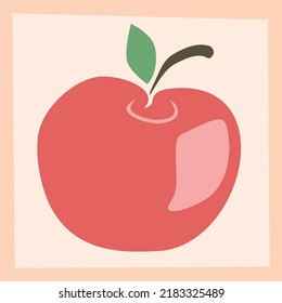 Vector colored hand drawn illustration of an autumn apple, plant part, fresh fruit, seasonal plant, postcard element, decorative art. Background is retrackable.