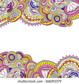 Vector colored hand drawn pattern. Side tracery with white field between. Can be used as card, invitation, background.