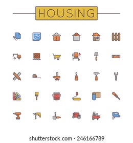 Vector Colored Housing Line Icons