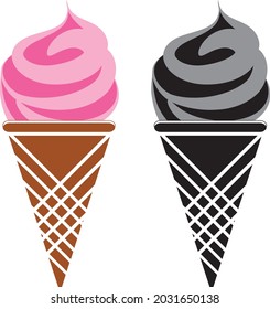 vector colored ice cream icon on white background.