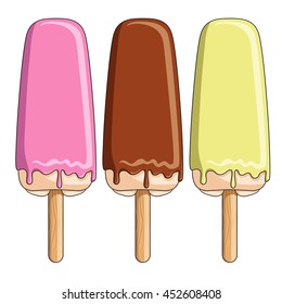 Vector colored ice cream. Isolated objects. 