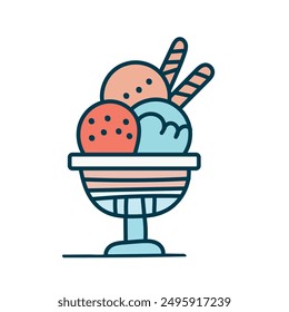 Vector colored Ice cream logo design vector illustration. 