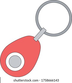 Vector colored icon of red clicker for dog training isolated on white background, flat cartoon design
