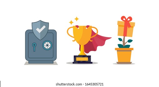 vector colored icon - safe, money, gift, bonus program. Flat style illustration isolated background