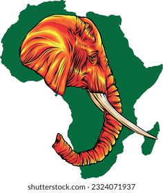 ilustración de un elefante africano de color vectorial.