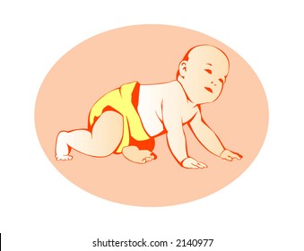 vector colored illustration of a baby