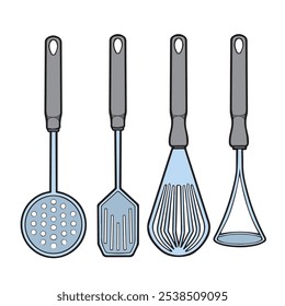 vector colored illustration of cooking tools in the kitchen with a minimalist and simple concept