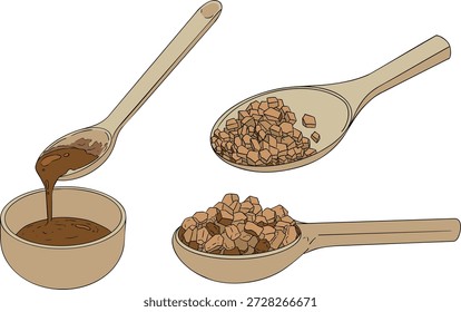 Vector colored illustration of fresh cut sugarcane pieces, juicy sugar cane stalks slices showing fibrous sweet interior, tropical street food snack, natural raw cane sugar, exotic refreshment, isolated on white