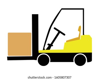 Vector, colored illustration of lift-truck. Flat style. Side view. Motives of industry, cargo, logistic, business