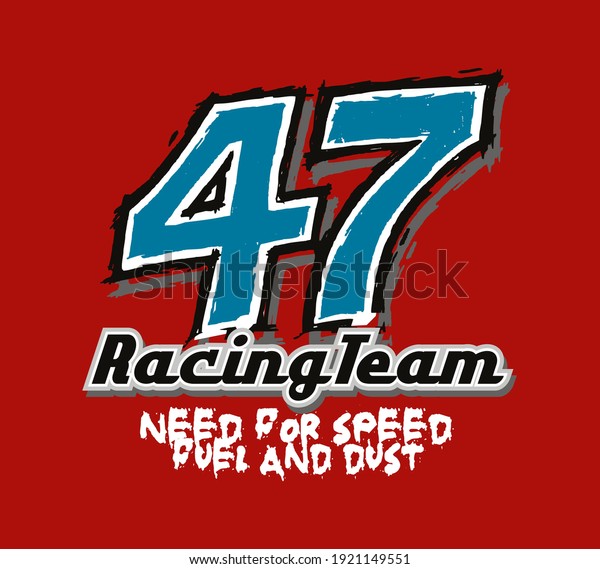 Vector colored illustration of number in\
failed style and text related to car\
racing.