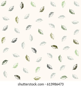 Vector colored illustration;  pattern of hand drawn leaf