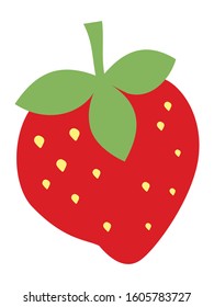 Vector, colored illustration of strawberry. Flat style. Motives of sweet food, seasonal berries, desserts and kitchen ingredients