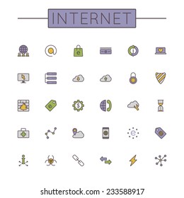 Vector Colored Internet Line Icons