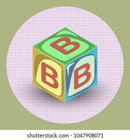 Vector colored isometric cube with letter and shadow for your design.