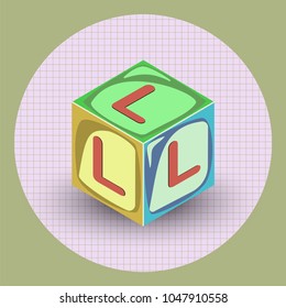 Vector colored isometric cube with letter and shadow for your design.