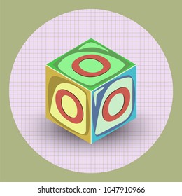 Vector colored isometric cube with letter and shadow for your design.