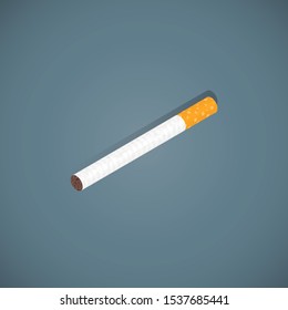 vector colored isometric design cigarette orange filter illustration isolated dark background long shadow
