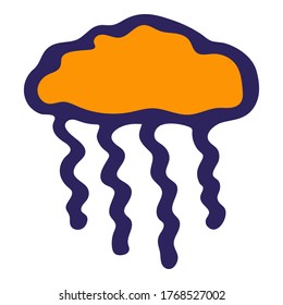 Vector colored jellyfish llustration on white background. Doodle sketch cartoon underwater worlds isolated object for panorama, print, shirt, kid, baby, swimming pool, game, app and stickers.