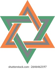 Ornamento nacional judaico de cor vetorial. Estrela de David. Padrão popular semítico. Símbolo étnico israelense.
