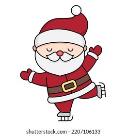 El vector coloreó el kawaii Santa Claus con el presente. Ilustración de Cute Padre Frost aislada en blanco. Navidad, invierno o personaje de Año Nuevo con regalo. Divertido icono de la caricatura
