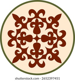Vetor colorido ornamento nacional cazaque. Padrão étnico dos povos da Grande Estepe, Mongóis, Quirguistão, Kalmyks, Buryats