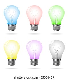 Vector Colored Light Bulbs Isolated On Stock Vector (Royalty Free ...